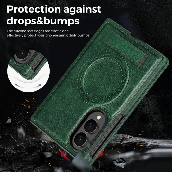 Coque Samsung Galaxy Z Fold 8 Simili Cuir Contour Silicone avec Béquille Pliable