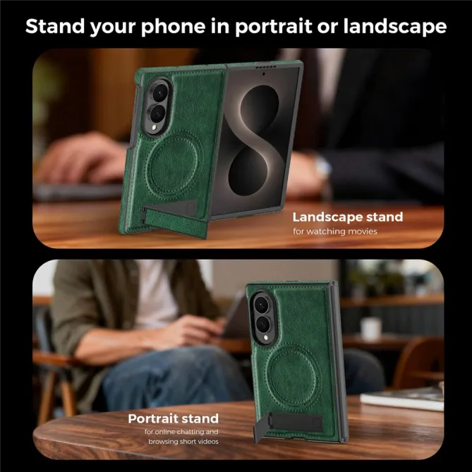 Coque Samsung Galaxy Z Fold 8 Simili Cuir Contour Silicone avec Béquille Pliable
