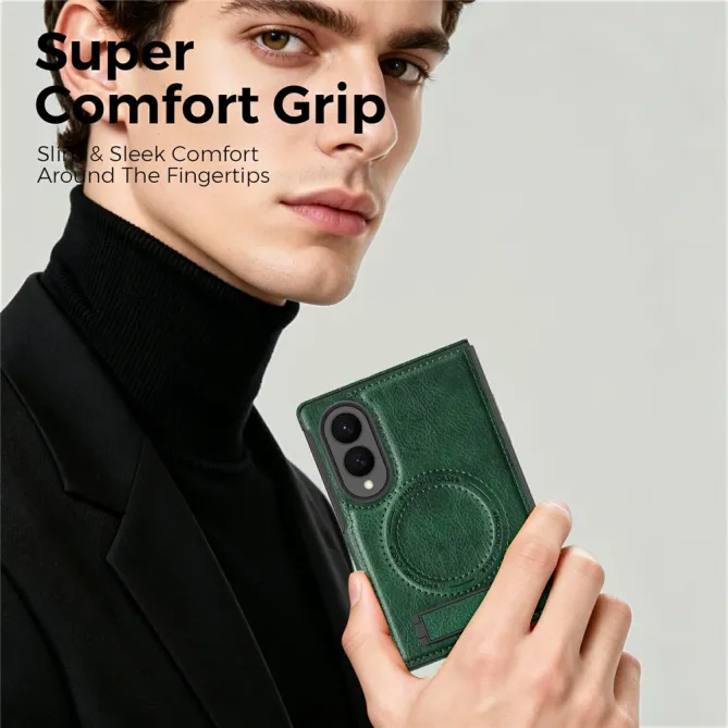 Coque Samsung Galaxy Z Fold 8 Simili Cuir Contour Silicone avec Béquille Pliable