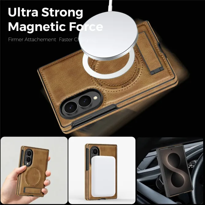 Coque Samsung Galaxy Z Fold 8 Simili Cuir Contour Silicone avec Béquille Pliable