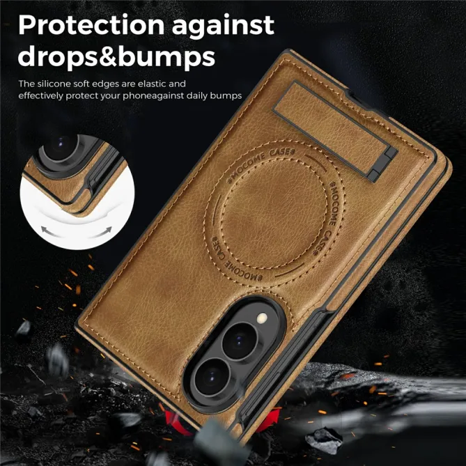 Coque Samsung Galaxy Z Fold 8 Simili Cuir Contour Silicone avec Béquille Pliable