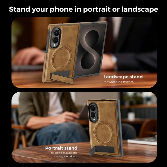 Coque Samsung Galaxy Z Fold 8 Simili Cuir Contour Silicone avec Béquille Pliable