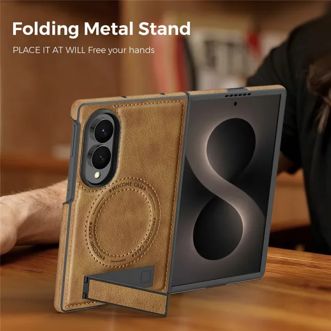 Coque Samsung Galaxy Z Fold 8 Simili Cuir Contour Silicone avec Béquille Pliable