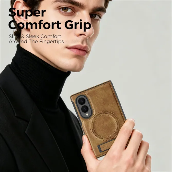 Coque Samsung Galaxy Z Fold 8 Simili Cuir Contour Silicone avec Béquille Pliable