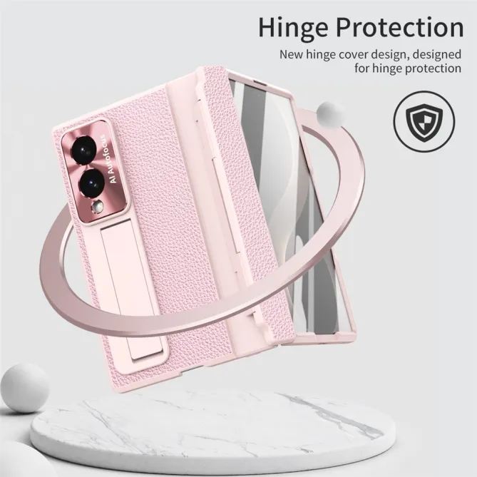 Coque Samsung Galaxy Z Fold 8 Simili Cuir Grain Litchi avec Stylet et Béquille