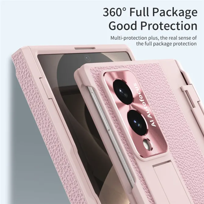 Coque Samsung Galaxy Z Fold 8 Simili Cuir Grain Litchi avec Stylet et Béquille