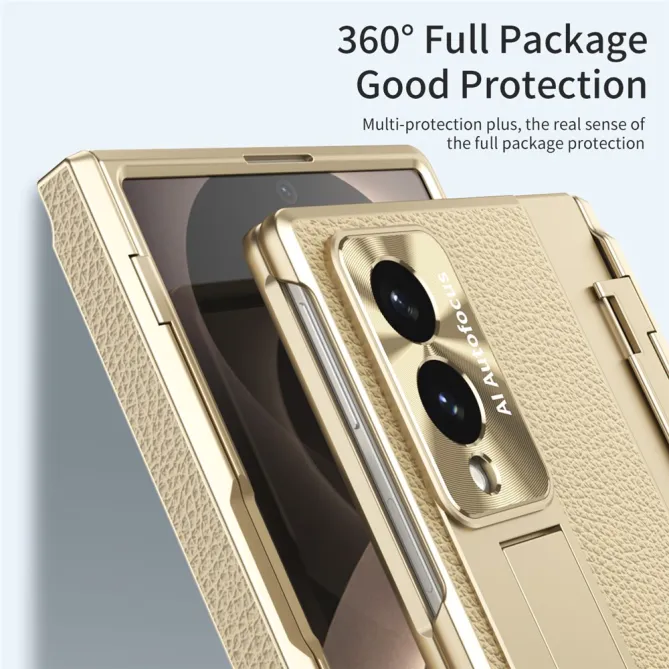 Coque Samsung Galaxy Z Fold 8 Simili Cuir Grain Litchi avec Stylet et Béquille
