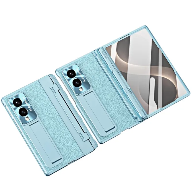 Coque Samsung Galaxy Z Fold 8 Simili Cuir Grain Litchi avec Stylet et Béquille