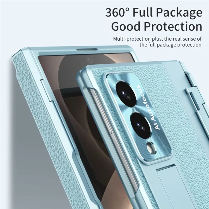 Coque Samsung Galaxy Z Fold 8 Simili Cuir Grain Litchi avec Stylet et Béquille
