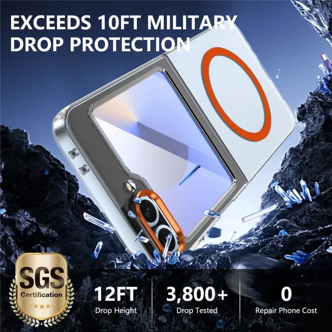 Coque Samsung Galaxy Z Flip 7 FE Transparente Magnétique avec Verre Trempé