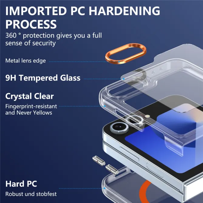 Coque Samsung Galaxy Z Flip 7 FE Transparente Magnétique avec Verre Trempé