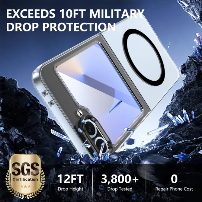 Coque Samsung Galaxy Z Flip 7 FE Transparente Magnétique avec Verre Trempé