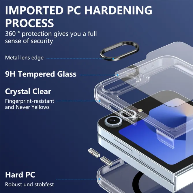 Coque Samsung Galaxy Z Flip 7 FE Transparente Magnétique avec Verre Trempé