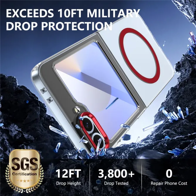 Coque Samsung Galaxy Z Flip 7 FE Transparente Magnétique avec Verre Trempé