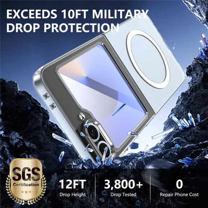 Coque Samsung Galaxy Z Flip 7 FE Transparente Magnétique avec Verre Trempé