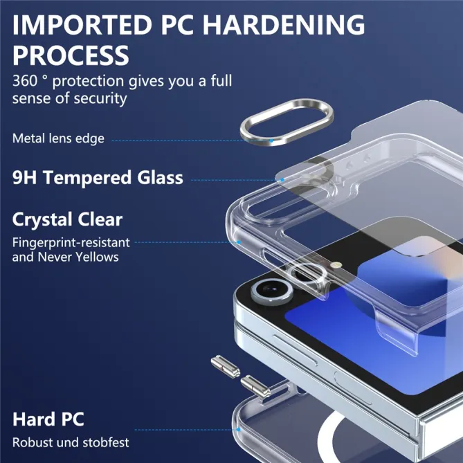 Coque Samsung Galaxy Z Flip 7 FE Transparente Magnétique avec Verre Trempé
