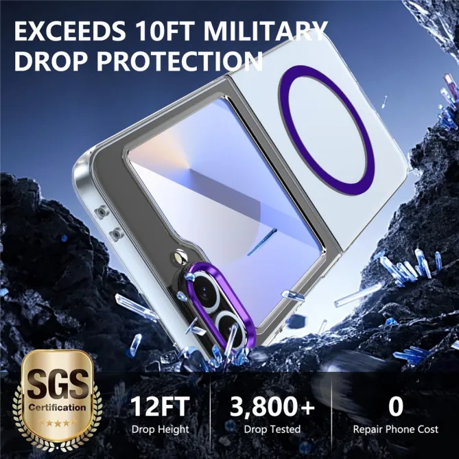 Coque Samsung Galaxy Z Flip 7 FE Transparente Magnétique avec Verre Trempé