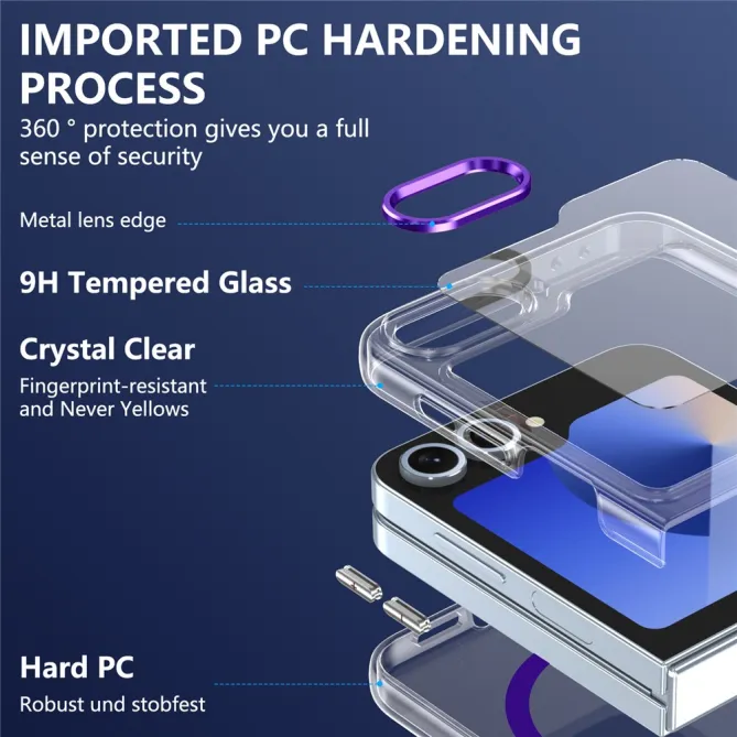 Coque Samsung Galaxy Z Flip 7 FE Transparente Magnétique avec Verre Trempé