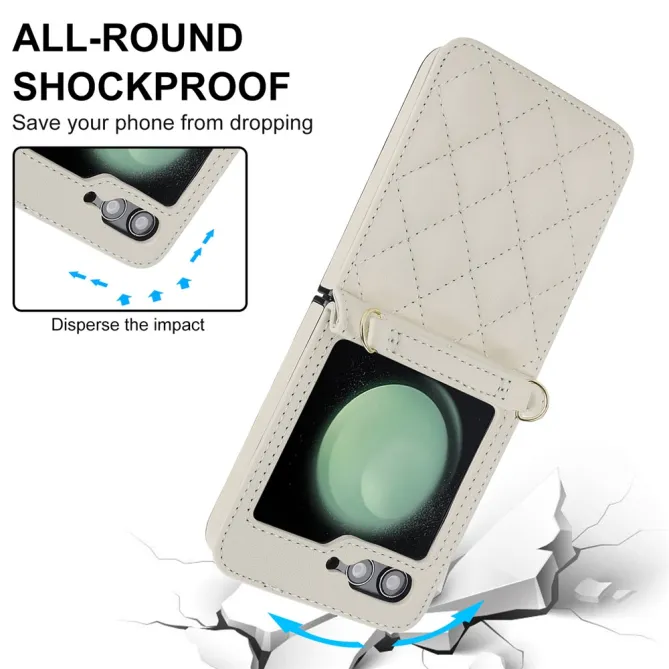 Housse Galaxy Z Flip 7 FE / Flip 6 Matelassee Bandouliere Amovible