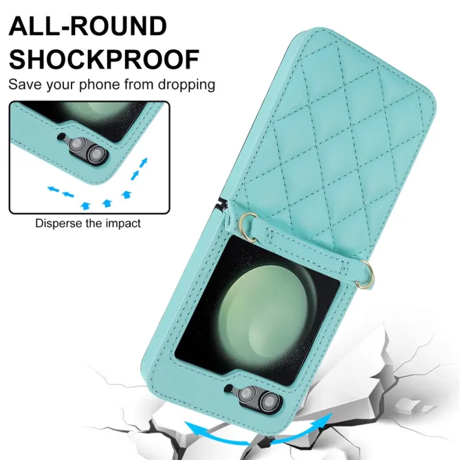 Housse Galaxy Z Flip 7 FE / Flip 6 Matelassee Bandouliere Amovible