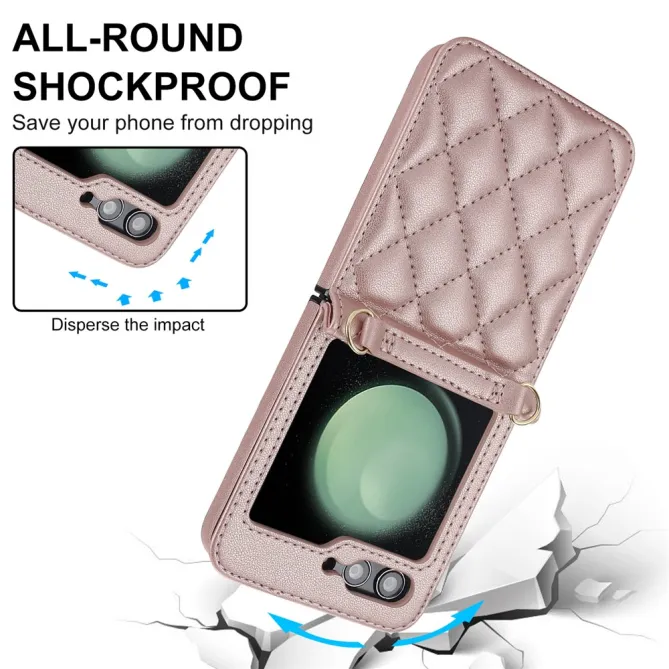 Housse Galaxy Z Flip 7 FE / Flip 6 Matelassee Bandouliere Amovible