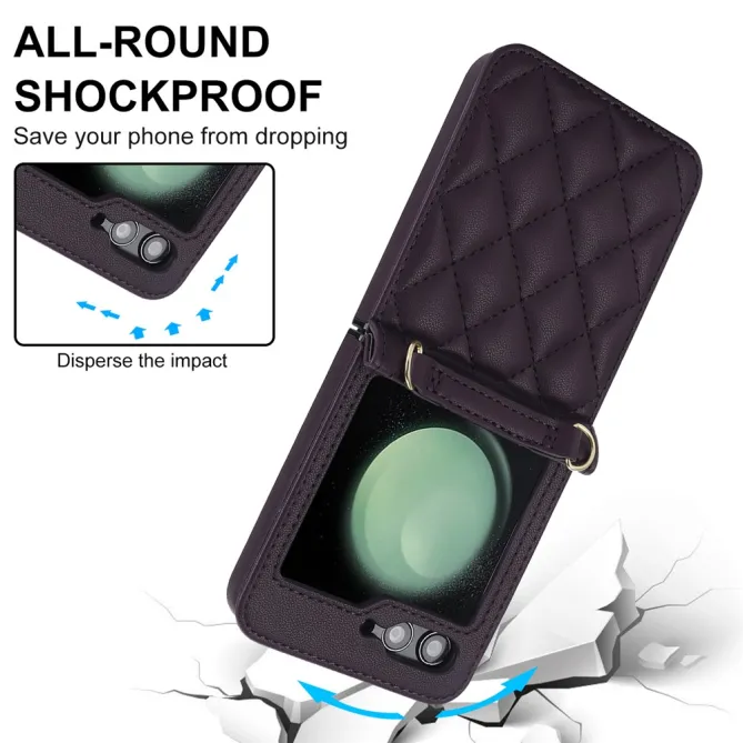 Housse Galaxy Z Flip 7 FE / Flip 6 Matelassee Bandouliere Amovible