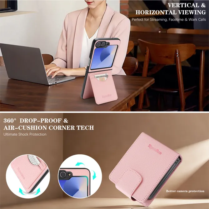 Housse Portefeuille Samsung Galaxy Z Flip 7 FE / Z Flip 6 Detachable Cuir Vintage