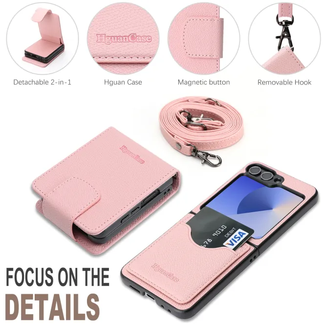 Housse Portefeuille Samsung Galaxy Z Flip 7 FE / Z Flip 6 Detachable Cuir Vintage