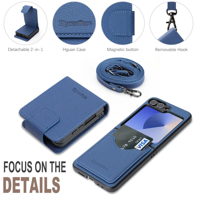 Housse Portefeuille Samsung Galaxy Z Flip 7 FE / Z Flip 6 Detachable Cuir Vintage