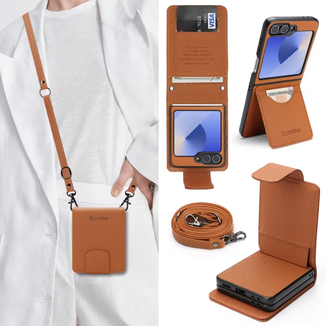 Housse Portefeuille Samsung Galaxy Z Flip 7 FE / Z Flip 6 Detachable Cuir Vintage