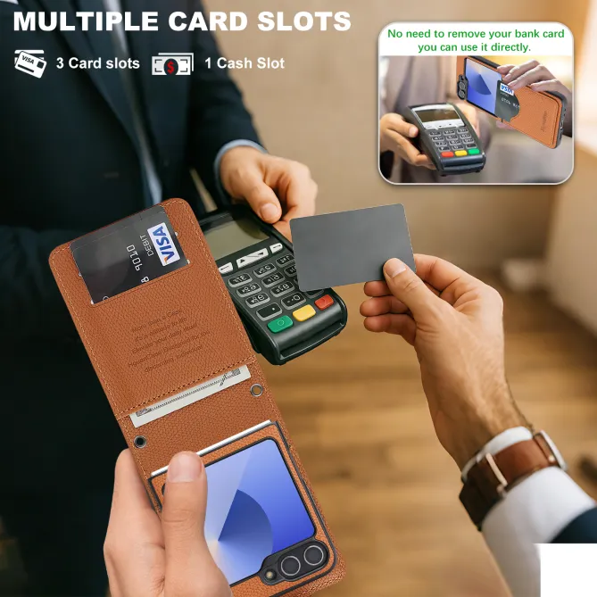 Housse Portefeuille Samsung Galaxy Z Flip 7 FE / Z Flip 6 Detachable Cuir Vintage