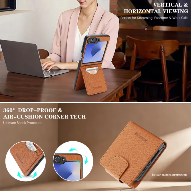 Housse Portefeuille Samsung Galaxy Z Flip 7 FE / Z Flip 6 Detachable Cuir Vintage