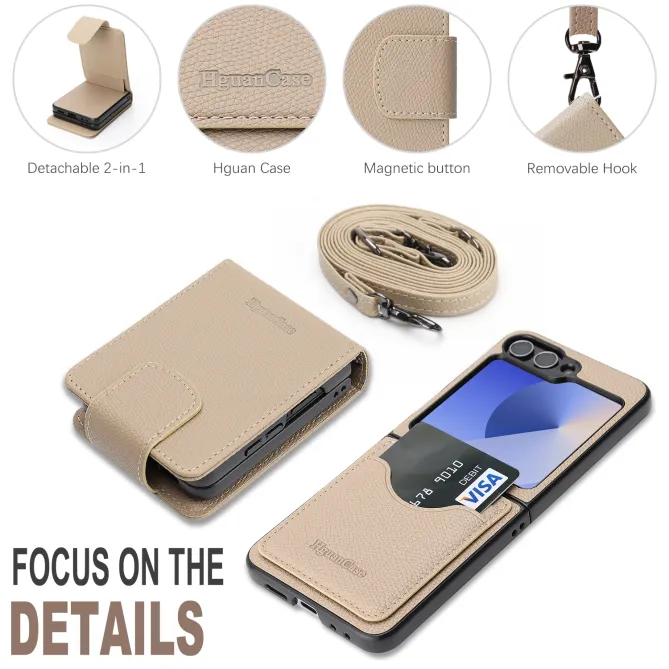 Housse Portefeuille Samsung Galaxy Z Flip 7 FE / Z Flip 6 Detachable Cuir Vintage