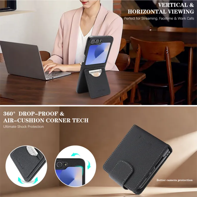 Housse Portefeuille Samsung Galaxy Z Flip 7 FE / Z Flip 6 Detachable Cuir Vintage