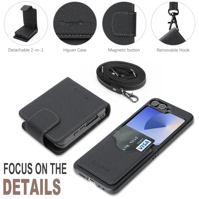 Housse Portefeuille Samsung Galaxy Z Flip 7 FE / Z Flip 6 Detachable Cuir Vintage