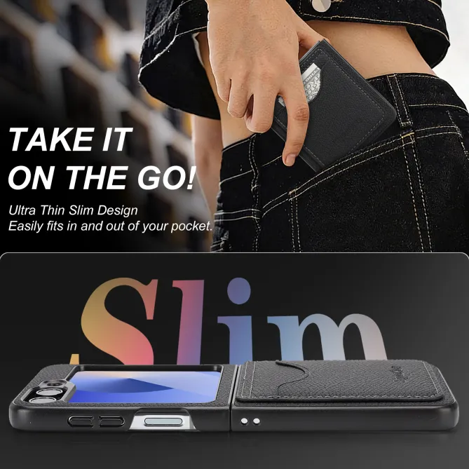 Coque Samsung Galaxy Z Flip 6 / Flip 7 FE Cuir Vintage Porte-Carte Magnetique