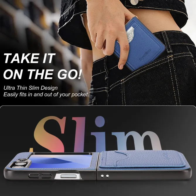 Coque Samsung Galaxy Z Flip 6 / Flip 7 FE Cuir Vintage Porte-Carte Magnetique