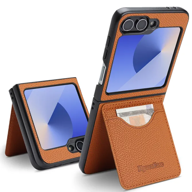Coque Samsung Galaxy Z Flip 6 / Flip 7 FE Cuir Vintage Porte-Carte Magnetique