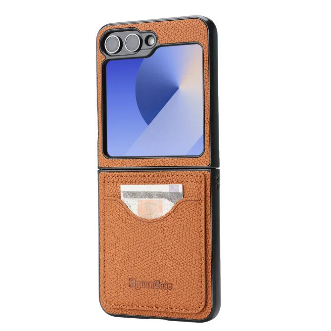 Coque Samsung Galaxy Z Flip 6 / Flip 7 FE Cuir Vintage Porte-Carte Magnetique