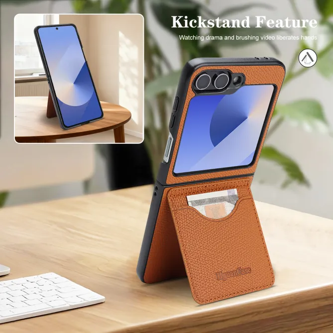 Coque Samsung Galaxy Z Flip 6 / Flip 7 FE Cuir Vintage Porte-Carte Magnetique