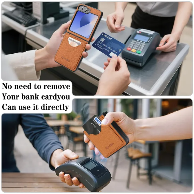 Coque Samsung Galaxy Z Flip 6 / Flip 7 FE Cuir Vintage Porte-Carte Magnetique