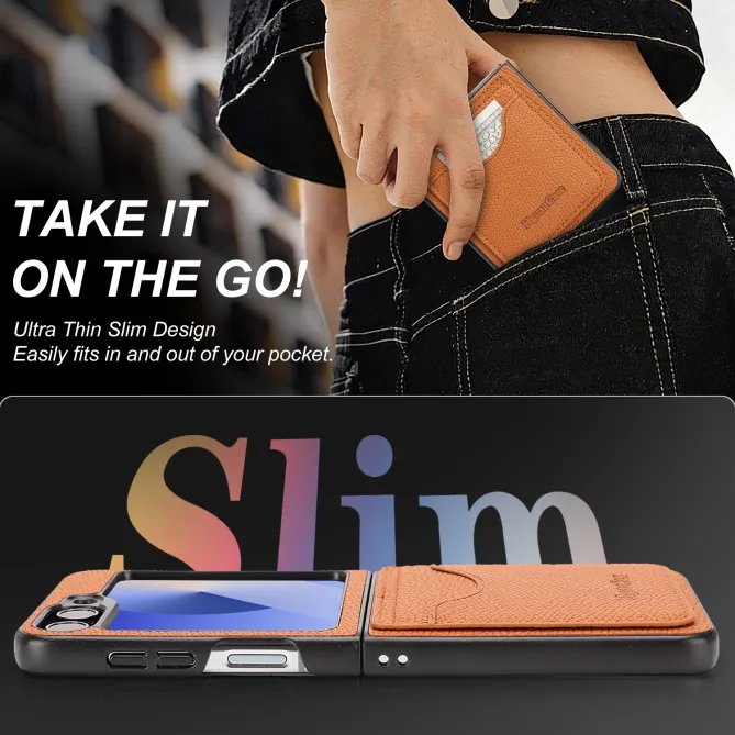 Coque Samsung Galaxy Z Flip 6 / Flip 7 FE Cuir Vintage Porte-Carte Magnetique
