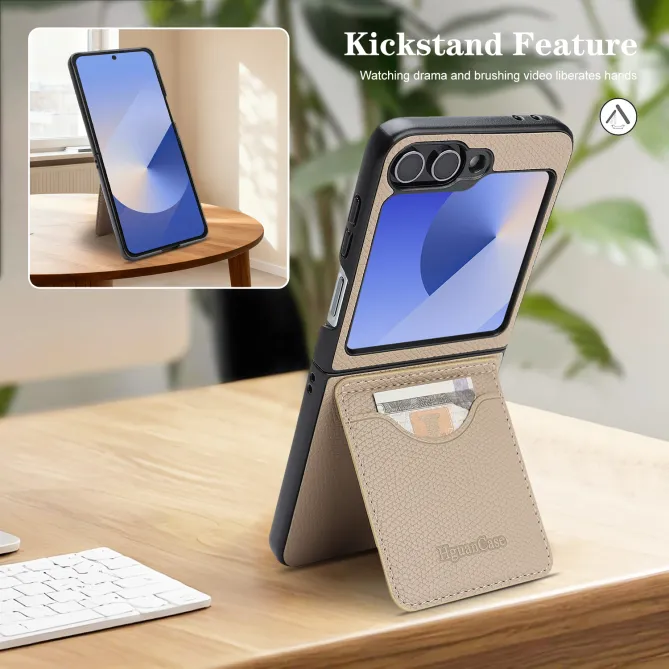 Coque Samsung Galaxy Z Flip 6 / Flip 7 FE Cuir Vintage Porte-Carte Magnetique