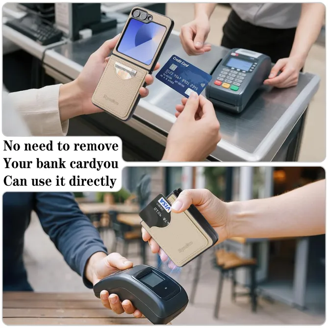 Coque Samsung Galaxy Z Flip 6 / Flip 7 FE Cuir Vintage Porte-Carte Magnetique