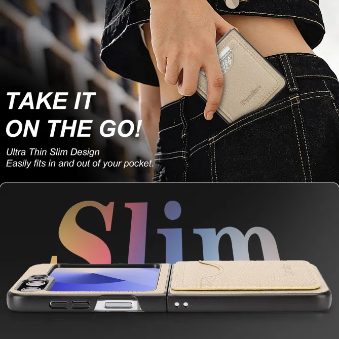 Coque Samsung Galaxy Z Flip 6 / Flip 7 FE Cuir Vintage Porte-Carte Magnetique