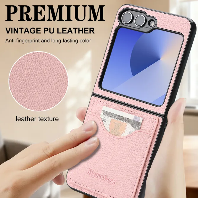 Coque Samsung Galaxy Z Flip 6 / Flip 7 FE Cuir Vintage Porte-Carte Magnetique