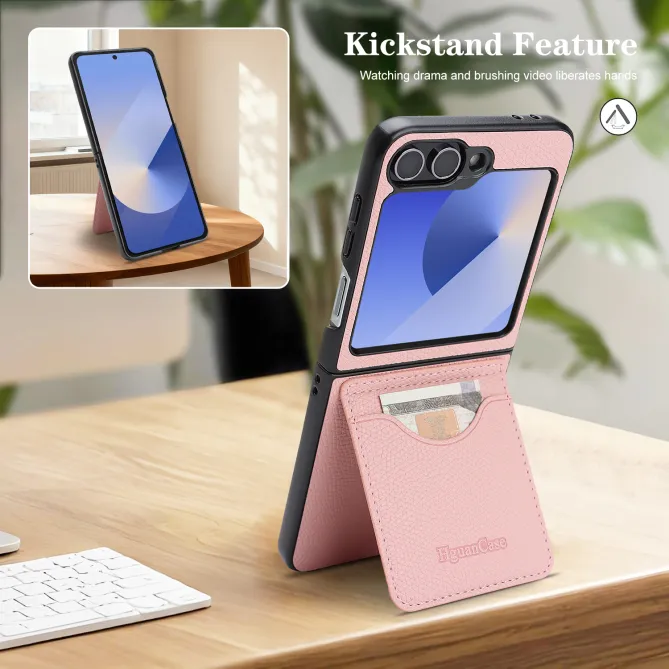 Coque Samsung Galaxy Z Flip 6 / Flip 7 FE Cuir Vintage Porte-Carte Magnetique