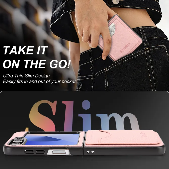 Coque Samsung Galaxy Z Flip 6 / Flip 7 FE Cuir Vintage Porte-Carte Magnetique