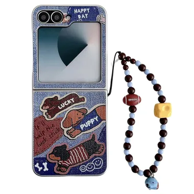 Coque Samsung Galaxy Z Flip 7 FE / Z Flip 6 Motif Lucky Puppy avec Dragonne