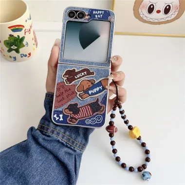 Coque Samsung Galaxy Z Flip 7 FE / Z Flip 6 Motif Lucky Puppy avec Dragonne